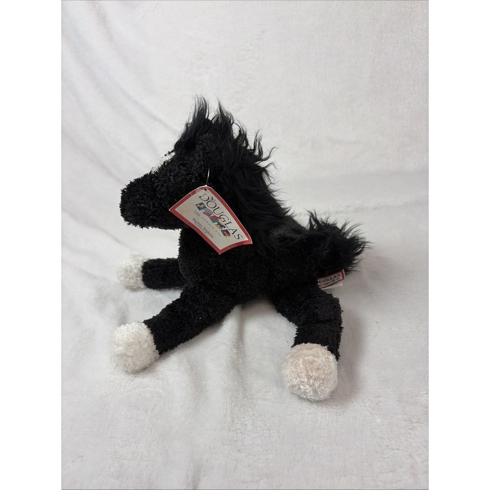 Douglas Cuddle Toys Black/White Paint Horse Plush 10" Retired Collectible NWT